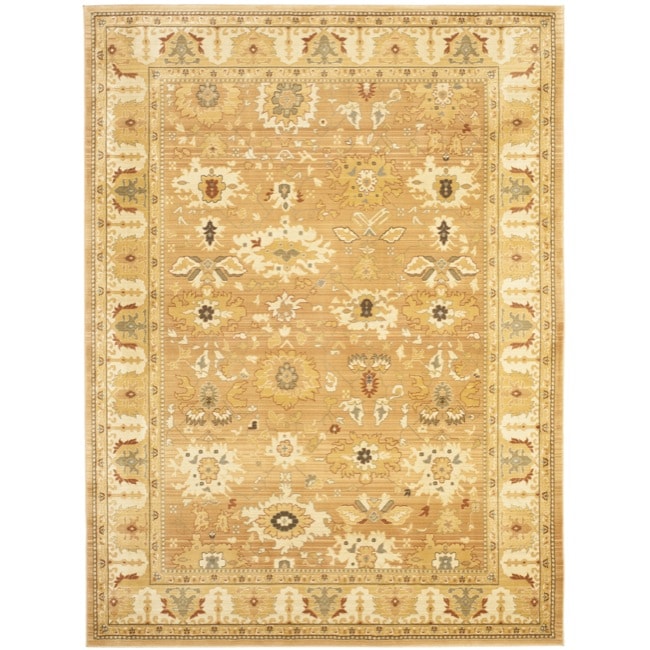 Oushak Light Brown/ Gold Powerloomed Rug (8 X 11)