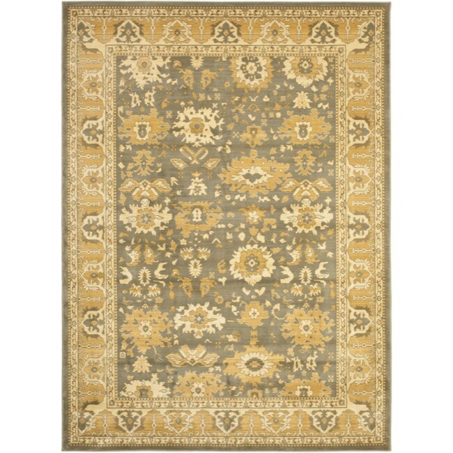 Oushak Grey/ Gold Powerloomed Rug (8 X 11)