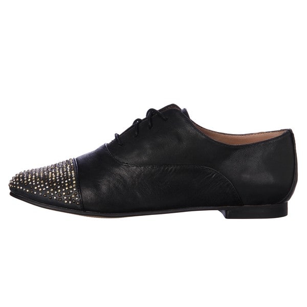 Shop Steve Madden Women's 'Tapps' Black Multi Studdedtoe Oxfords