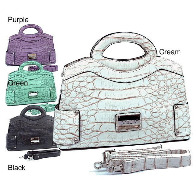 Dasein Faux-Leather Croco Embossed Round-Handled Satchel