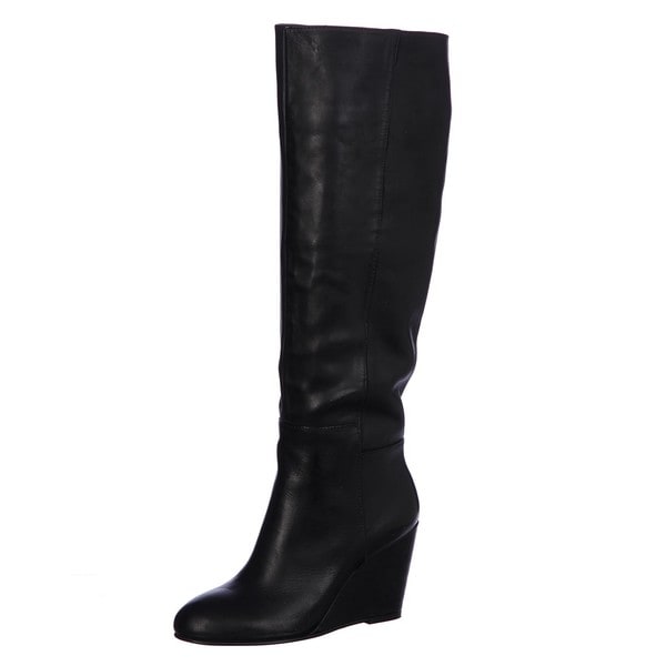 Black Tall Wedge Boots FINAL SALE 