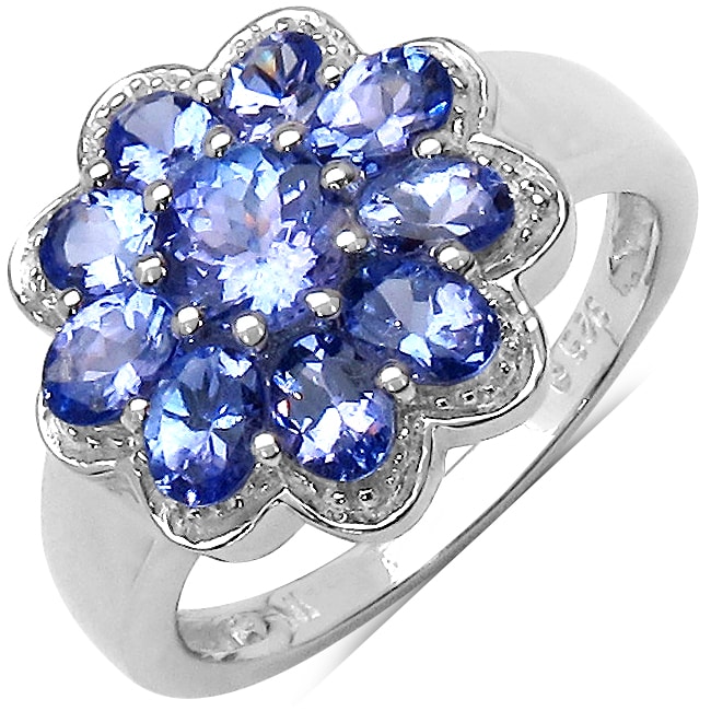 Glitzy Rocks Sterling Silver 2 1/2ct TGW Tanzanite Flower Ring