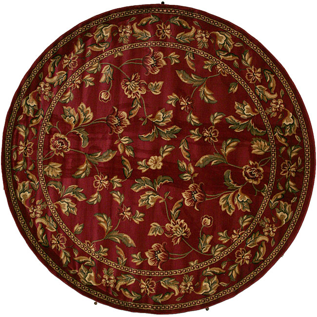 Halle Claret Red Area Rug (710 Round) (OlefinPile Height 0.4 inchesStyle TransitionalPrimary color RedSecondary colors Green, blue, ivoryPattern FloralTip We recommend the use of a non skid pad to keep the rug in place on smooth surfaces.All rug siz