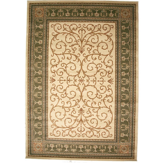 Aloma Antique Sage Ivory Area Rug (710 X 910) (OlefinPile Height 0.4 inchesStyle TransitionalPrimary color IvorySecondary colors Green, beigePattern BorderTip We recommend the use of a non skid pad to keep the rug in place on smooth surfaces.All rug