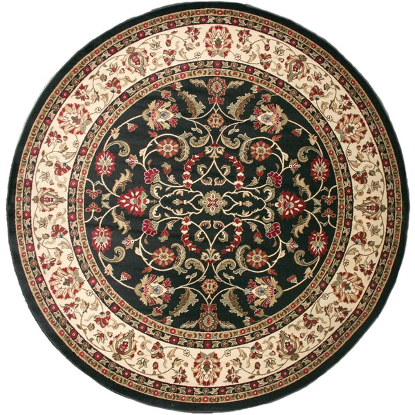 Classic Keshan Ebony Area Rug (7'10 Round) Round/Oval/Square