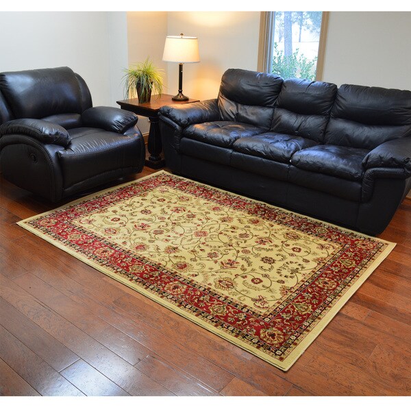 Traditional Oriental Keshan Antique Ivory Area Rug (7'10 x 9'10)