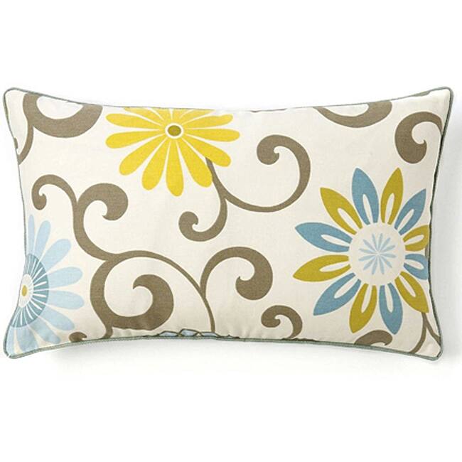 Jiti Cream Floral Cotton Accent Pillow - 12 x 20