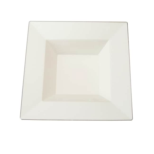 Silver Edge Square Plastic Ivory Bowls (set Of 10)