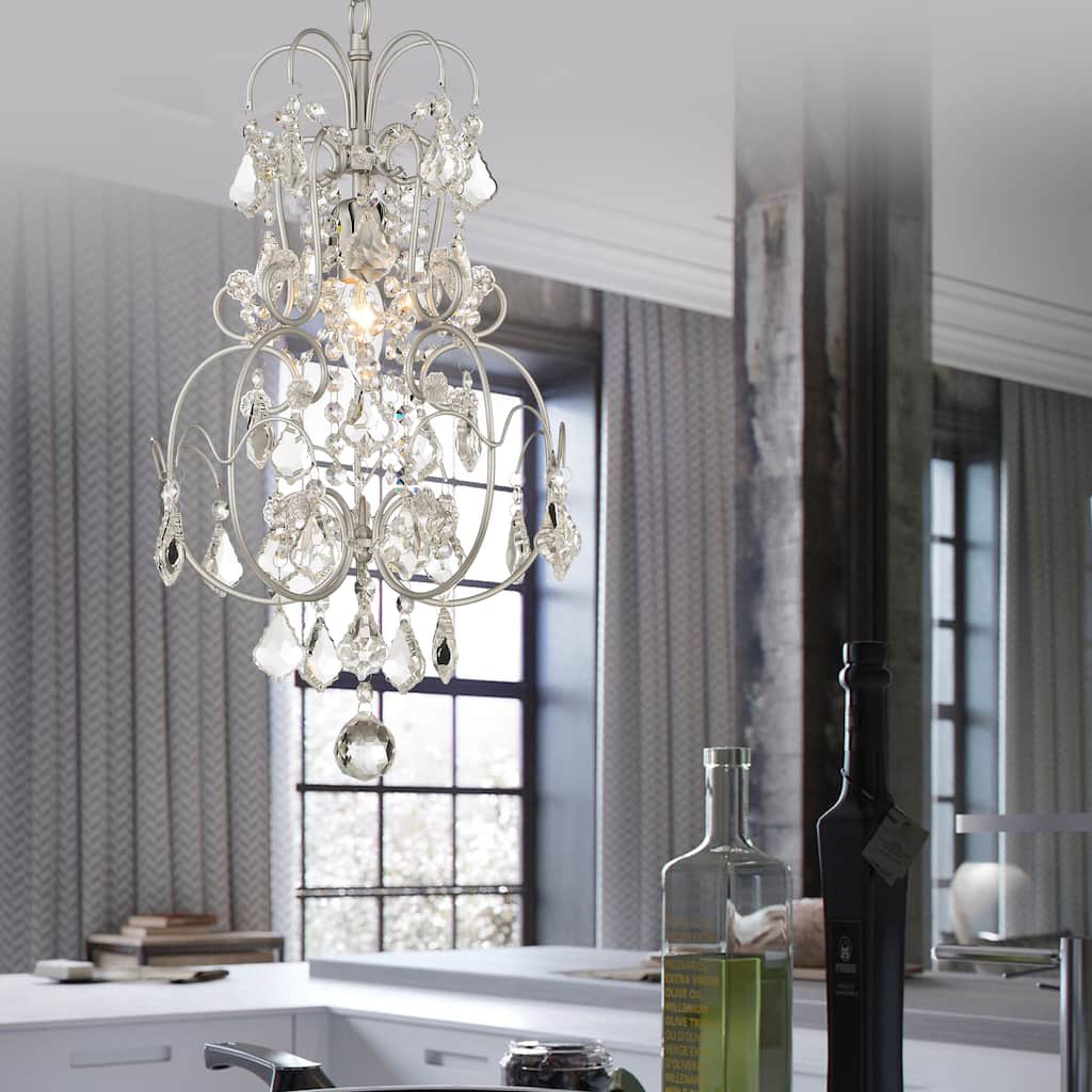 Dainty' Matte Silver and Crystal 1-light Chandelier