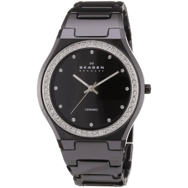 Shop Skagen Women's Black Ceramic Crystal Watch - Free Shipping Today ...