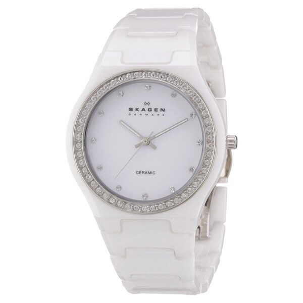 Shop Skagen Women's White Ceramic Crystal Quartz Watch - Free Shipping ...