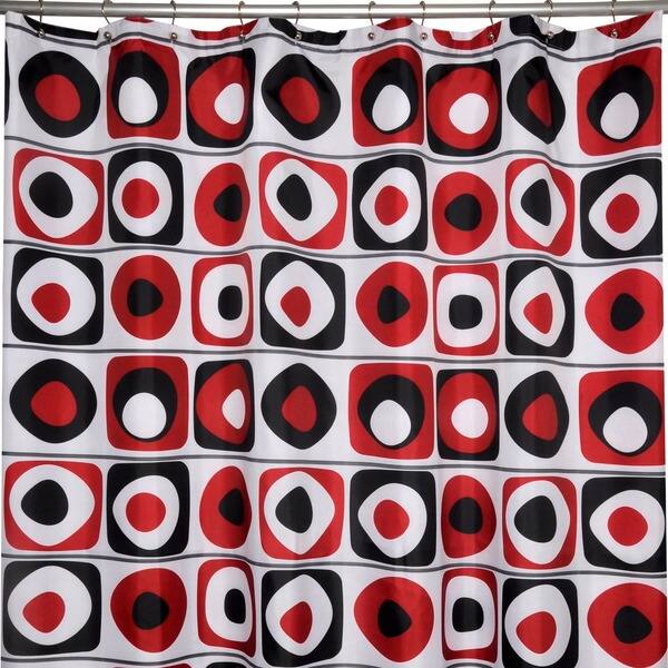 Shop Vintage Squares Red Shower Curtain Free Shipping On