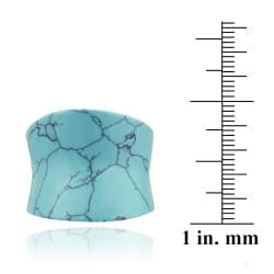 Glitzy Rocks Stainless Steel Synthetic Turquoise Concave Design Ring Glitzy Rocks Gemstone Rings