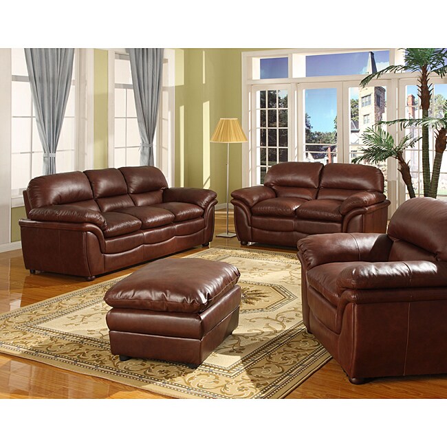 Shop Redding Cognac 2-Piece Brown Leather Modern Sofa Set ...