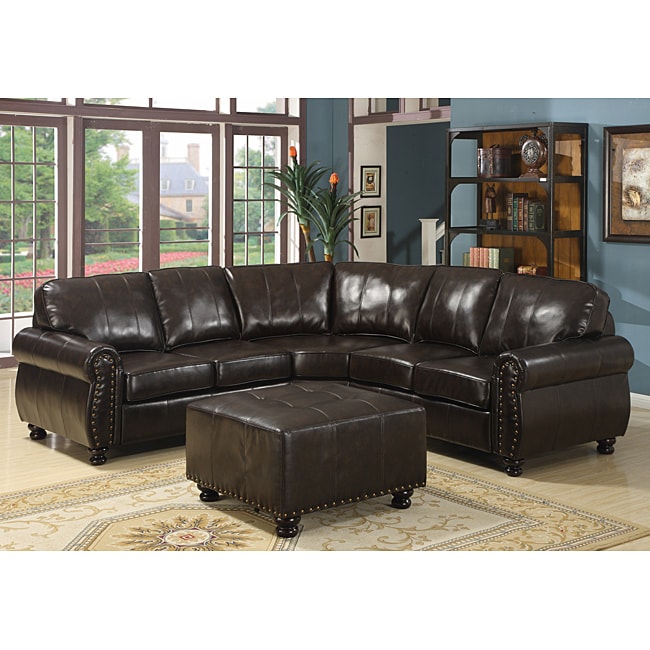 Hammond 4 piece Brown Leather Modern Sectional Sofa