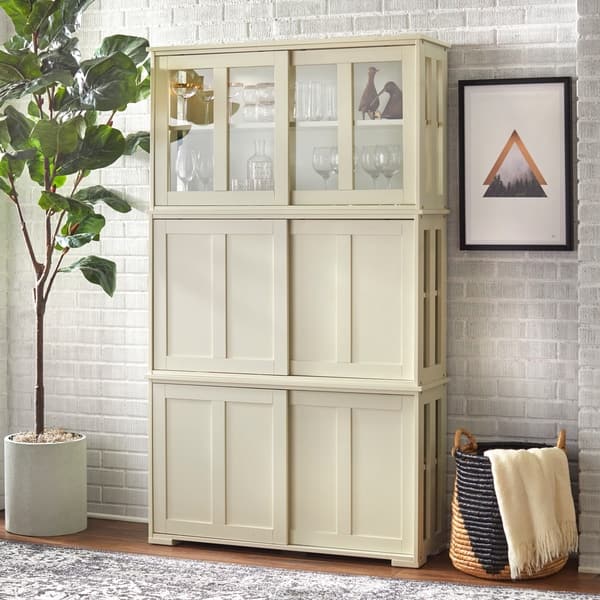 Shop Simple Living Glass Door Stackable Cabinet 25 X 42 X