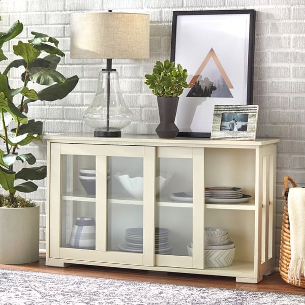 Shop Simple Living Glass Door Stackable Cabinet 25 X 42 X 14