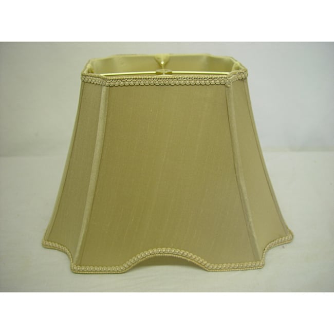 Rectangle Cut out Cut corner Silk Shade With Trim (Off whiteSetting IndoorMade of lined silkPleated baseSlant height 11 inchesDimensions 16 inches long x 12 inches wideModel sh41 )