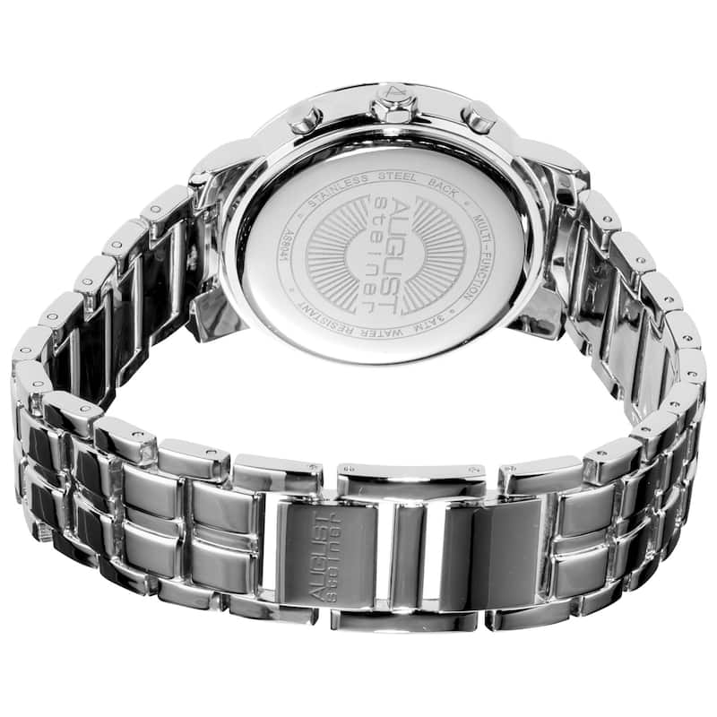 August Steiner Women's Swiss Quartz Multifunction Crystal Silver-Tone Watch