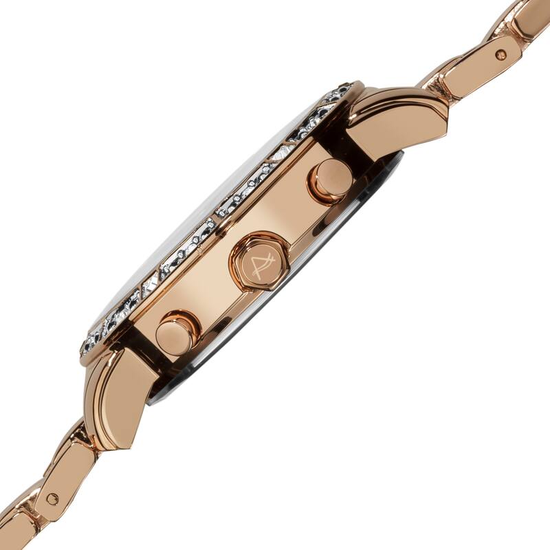 August Steiner Women's Rose-Tone Swiss-Quartz Multifunction Crystal Watch