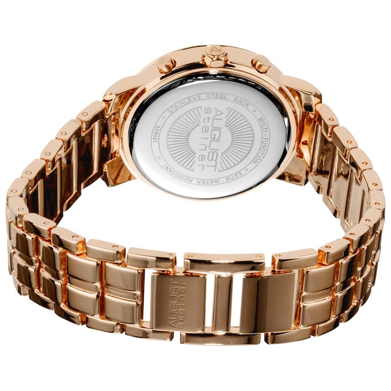 August Steiner Women's Rose-Tone Swiss-Quartz Multifunction Crystal Watch