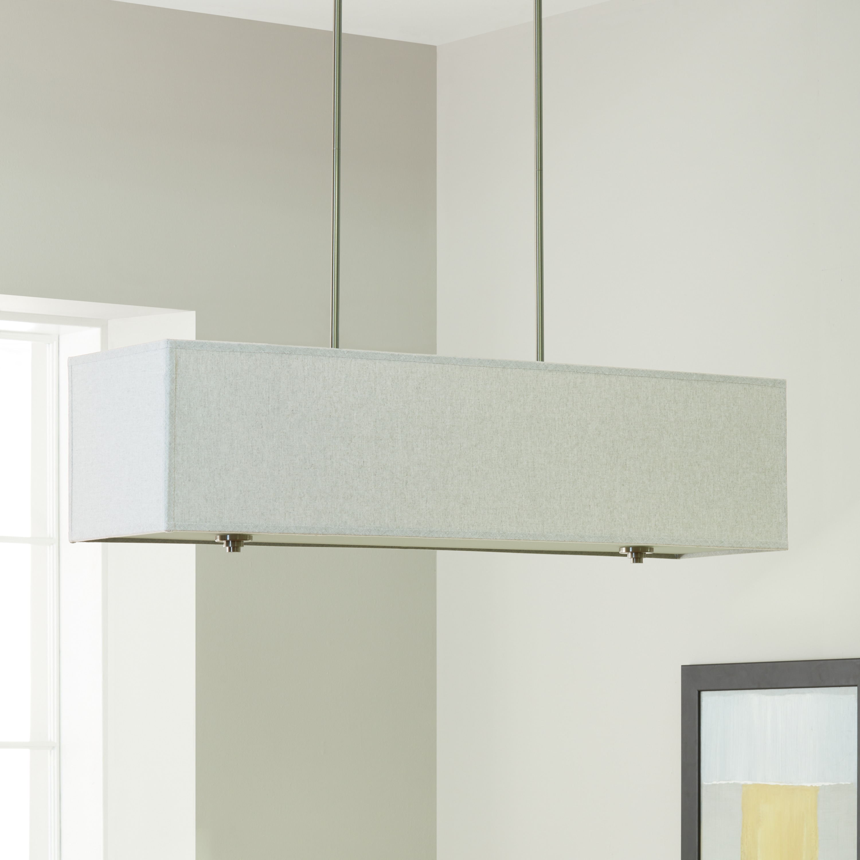 Strick & Bolton New Ventura Grey Metal/ Nickel Rectangular Chandelier - Chandeliers For Bedrooms by Overstock.com