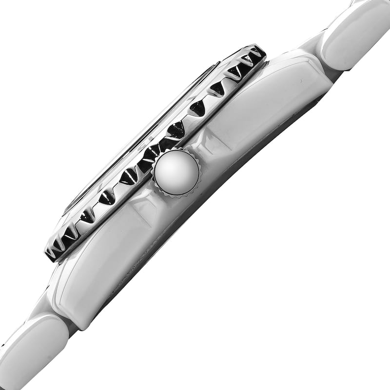 Burgi Women's White Ceramic Quartz Bracelet Watch
