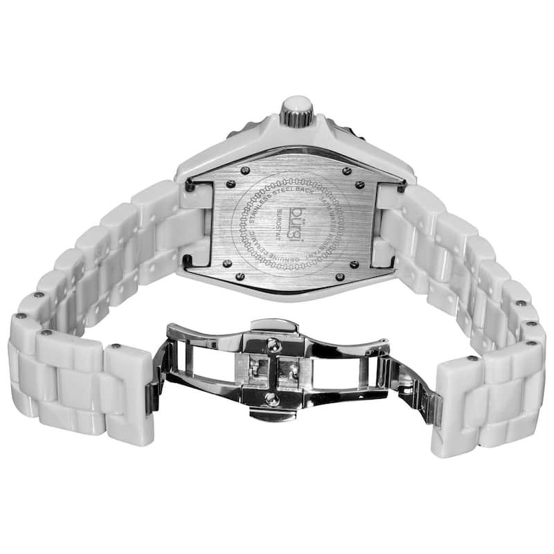 Burgi Women's White Ceramic Quartz Bracelet Watch