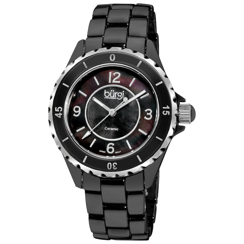 Burgi Women's White Ceramic Quartz Bracelet Watch