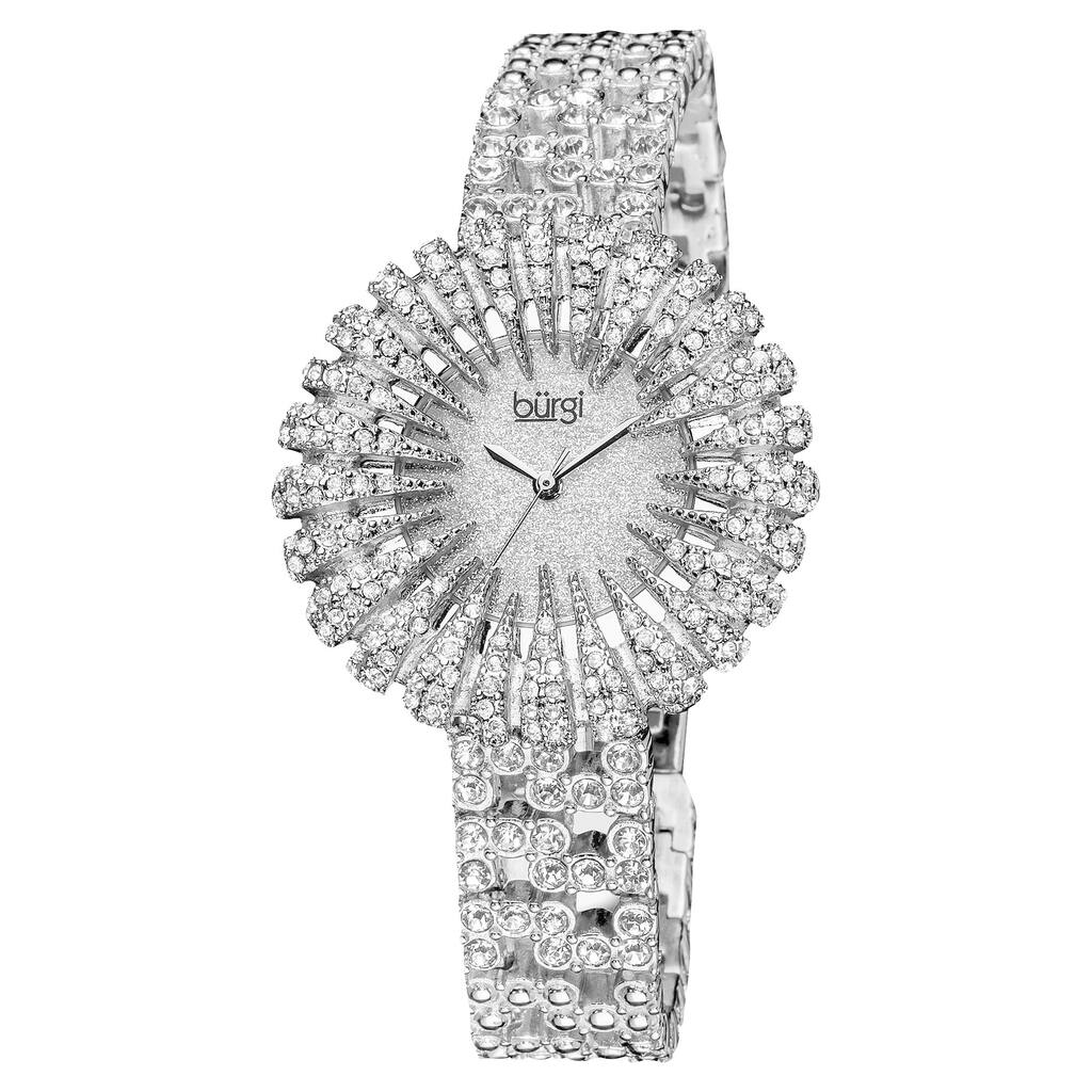 Burgi Women's Dazzling Crystal Silvertone Quartz Watch