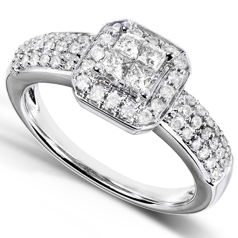 Annello by Kobelli 14k White Gold 3/4ct TDW Diamond 3-piece Bridal Ring Set