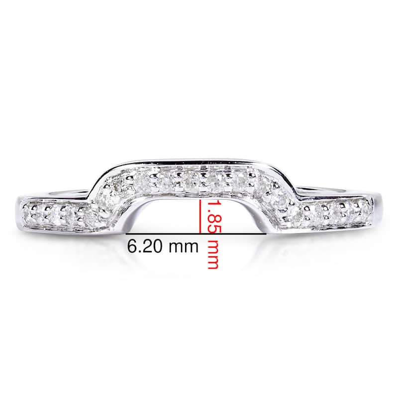 Annello 14k White Gold 1/10ct TDW Diamond Curved Wedding Band (H-I, I1-I2)