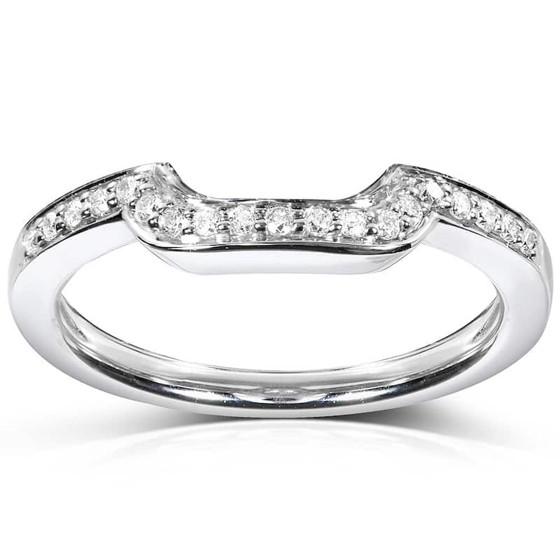 Annello 14k White Gold 1/10ct TDW Diamond Curved Wedding Band (H-I, I1-I2) - 4