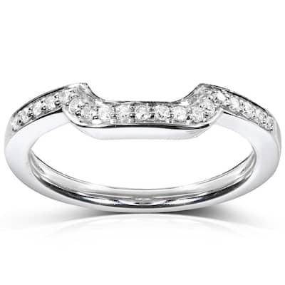 Annello 14k White Gold 1/10ct TDW Diamond Curved Wedding Band (H-I, I1-I2)