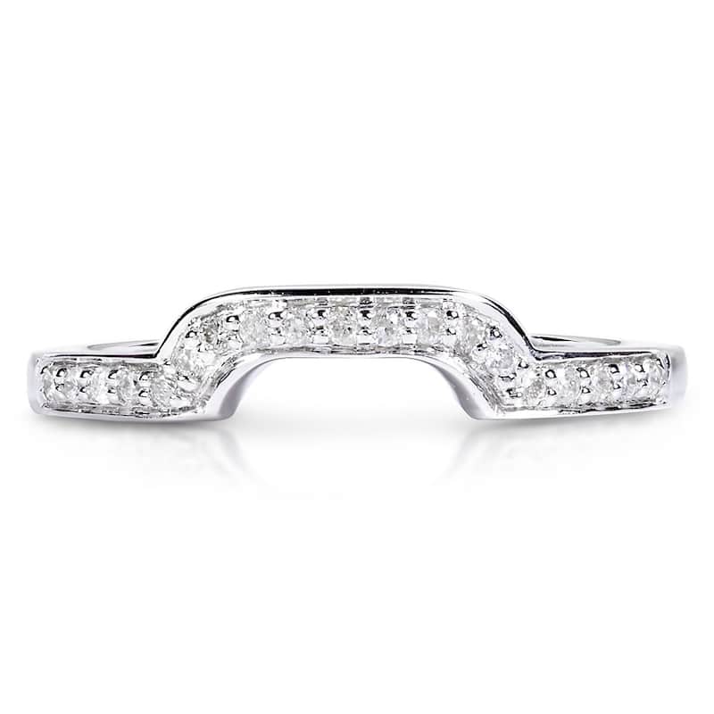 Annello 14k White Gold 1/10ct TDW Diamond Curved Wedding Band (H-I, I1-I2)