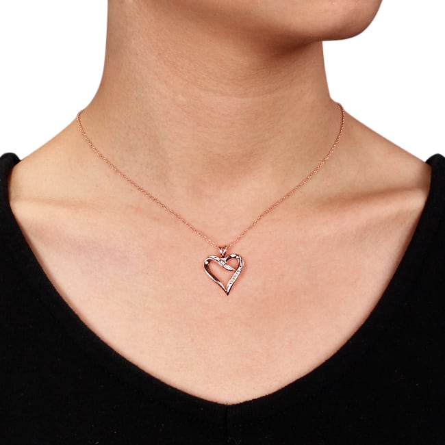 Miadora Sterling Silver Diamond Accent Open Heart Dangle Necklace
