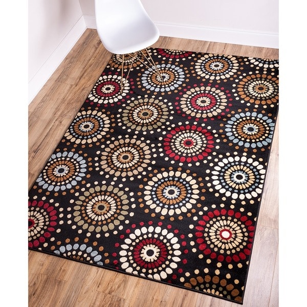 Contemporary Shooting Stars Black Area Rug (710 x910)