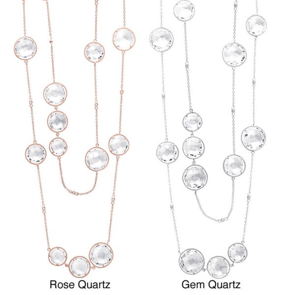 Collette Z Clear Crystal Quartz Round Station 32-inch Necklace. Opens flyout.