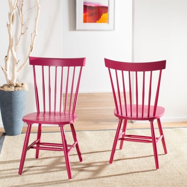 Safavieh Dining Country Lifestyle Spindle Back Raspberry Dining Chairs (Set of 2)
