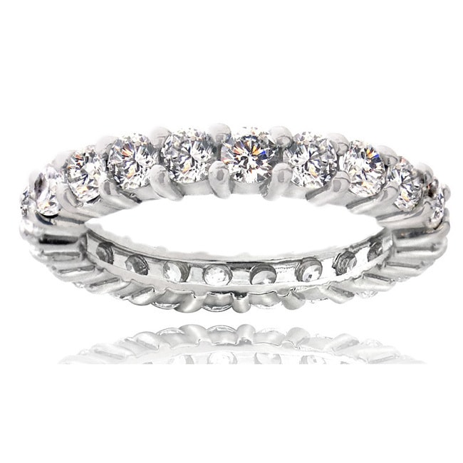 Icz Stonez Sterling Silver Stackable Cubic Zirconia Eternity Band