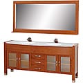 Wyndham Collection Daytona Cherry 71-Inch Solid Oak Double Bathroom Vanity
