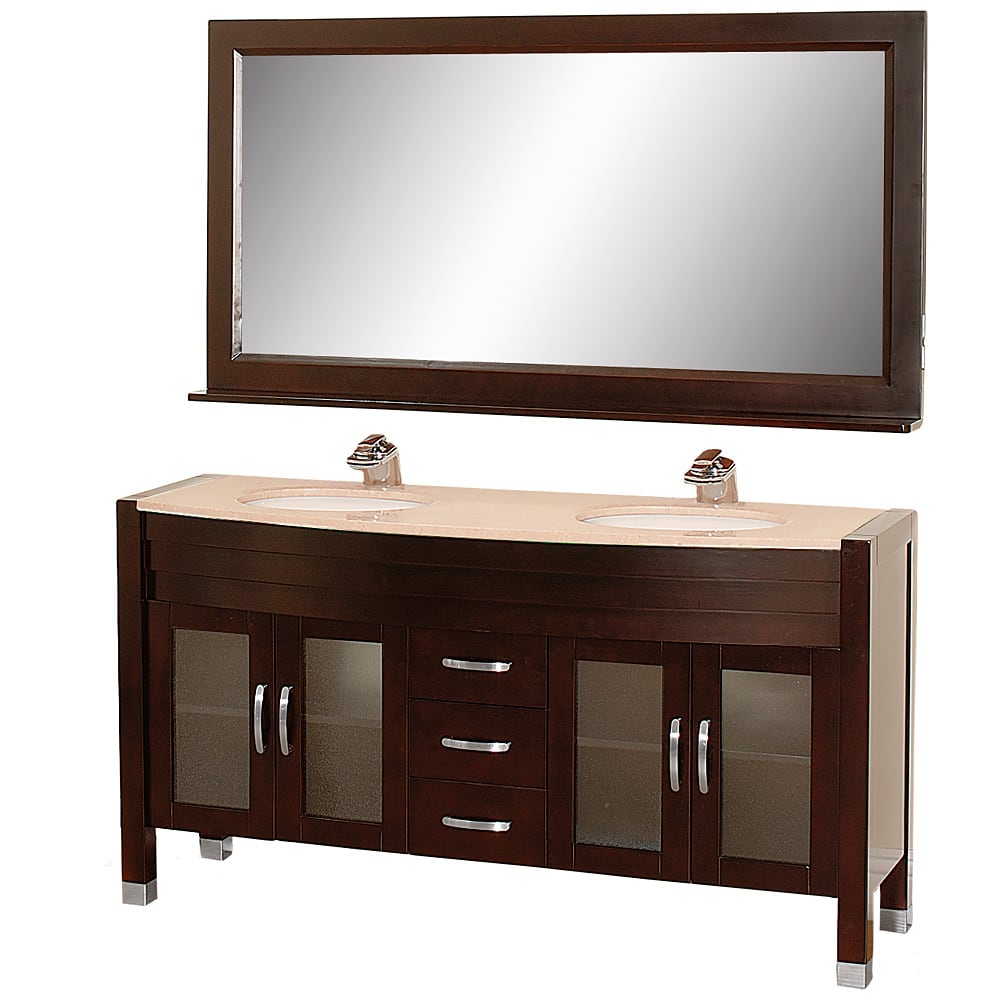 Wyndham Collection Daytona Espresso 63-Inch Solid Oak Double Bathroom Vanity