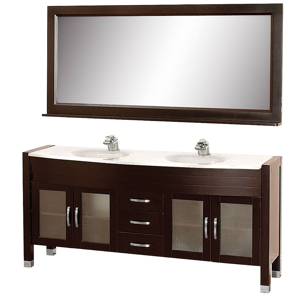 Wyndham Collection Daytona Espresso 71-Inch Solid Oak Double Bathroom Vanity