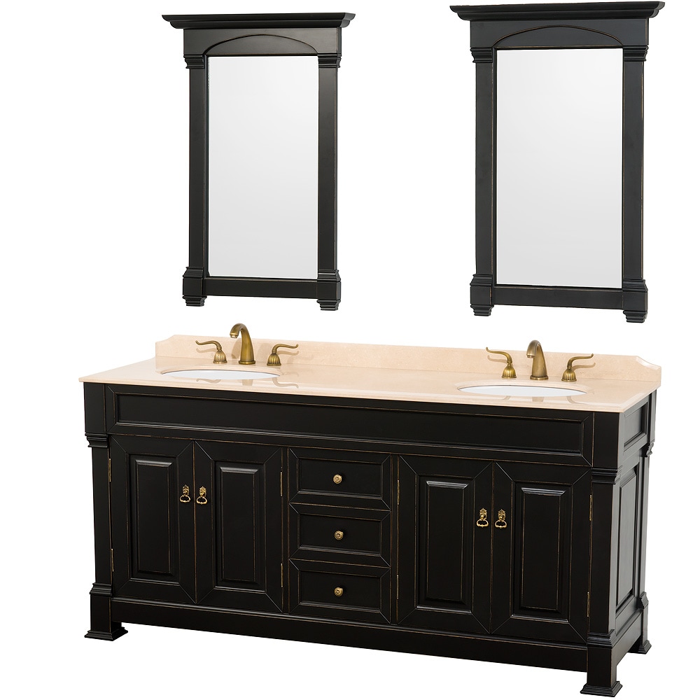Wyndham Collection Andover Black 72Inch Solid Oak Double Bathroom