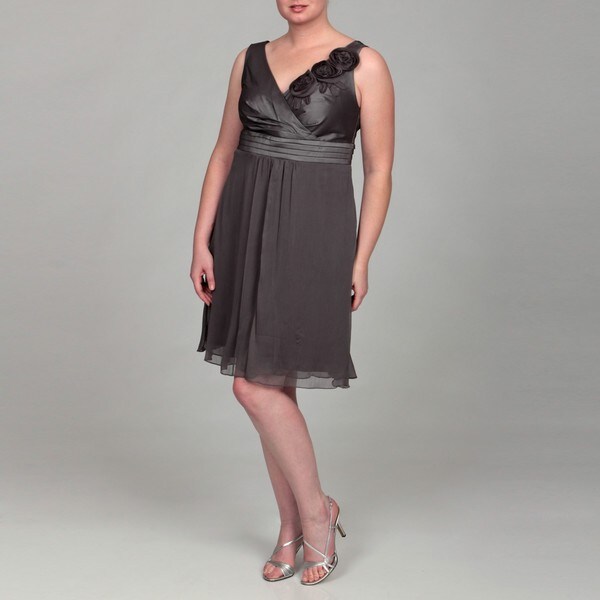 Shop KM Collections Women's Plus Size Gunmetal Pleated Dress Free