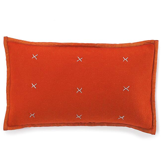 Jiti Orange Transitional Border Cotton Accent Pillow - 12 x 20