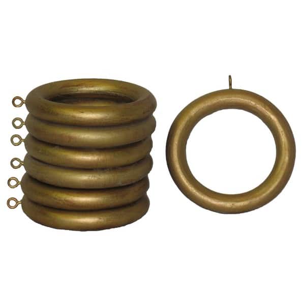 Wood 2-Inch Historical Gold Curtain Rings (Set of 7)