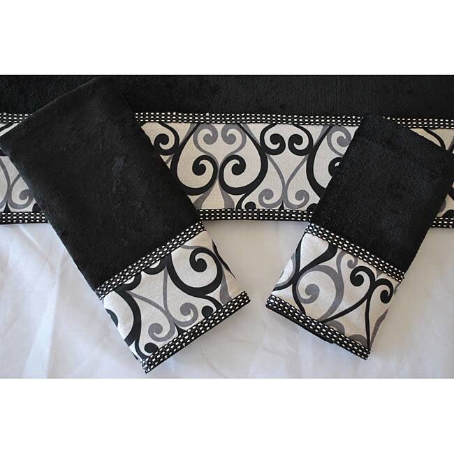 Sherry Kline 'Abingdon Black' Velour 3-piece Towel Set