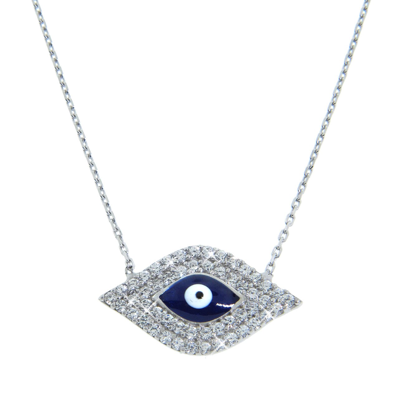 Shop Eternally Haute Sterling Silver Cubic Zirconia Blue Evil Eye