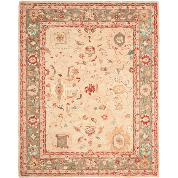 Safavieh Handmade Anatolia Oriental Oushak Beige/ Green Hand-spun Wool Rug - 8' x 10'